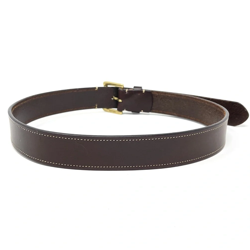 Coach Brown Leather Brass Buckle Classic Dress Fashion Italian Belt Stitching 30 - Picture 6 of 12